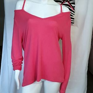Ardene pink cold shoulder long sleeve top